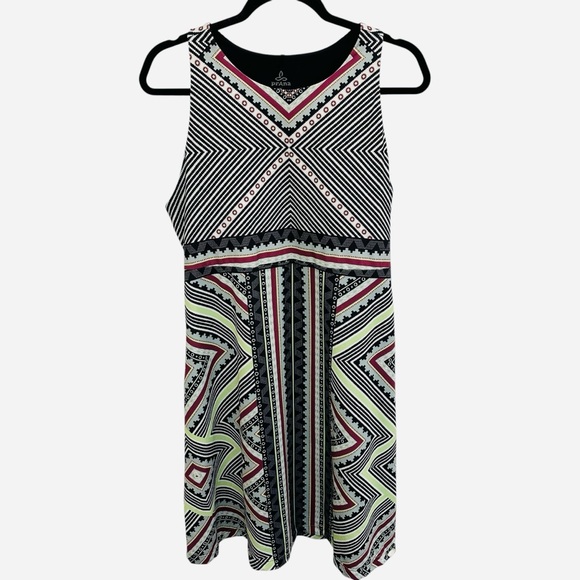Prana Ariel geometric print athleisure sleeveless dress with built in bra XL - Picture 5 of 9
